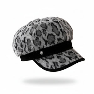 Sterling™ Newsboy Beret Octagonal Crown Leopard Print