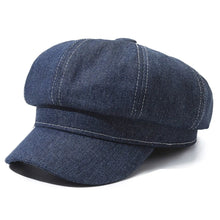 Sterling Newsboy Beret Denim Closed Back Octagonal Crown