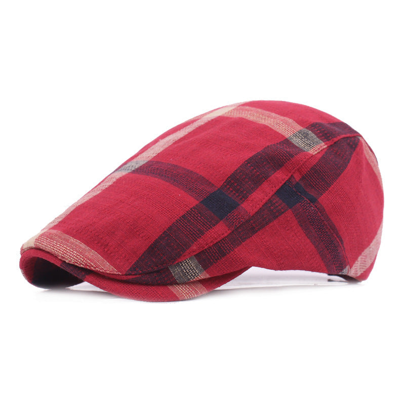 Sterling Vintage Check Cap Plaid Cotton Crown Adjustable Back