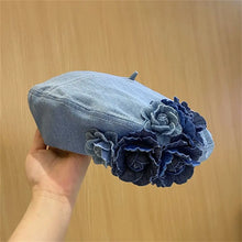Sterling Camellia Denim Beret™ With Contrast Flower