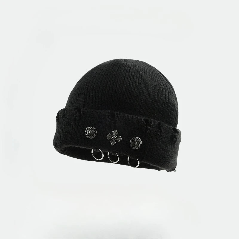 Sterling™ Nocturne Brimless Knit Wool Hat With Cross Ring Detail