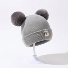 Sterling TeddyPuff Baby Knit Beanie™ Double Pom Bear Detail