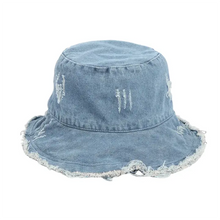 Sterling Salford Bucket™ Hat Cotton Denim Frayed Edge