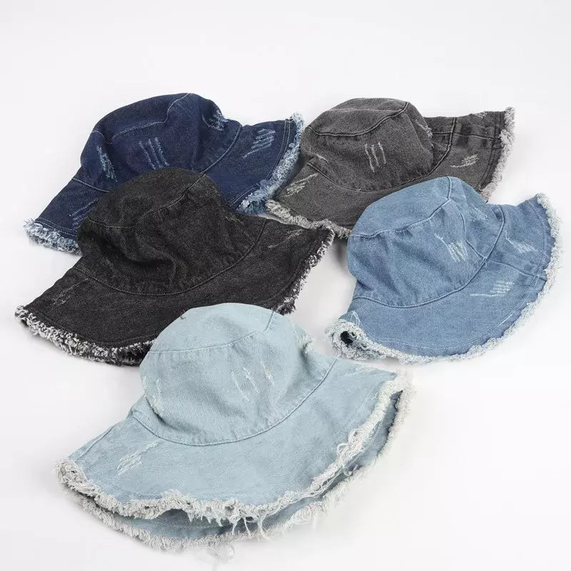 Sterling Salford Bucket™ Hat Cotton Denim Frayed Edge