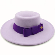 Sterling Fedora Hat Elegant Bow Charm™ Wide Brim Felt Bow