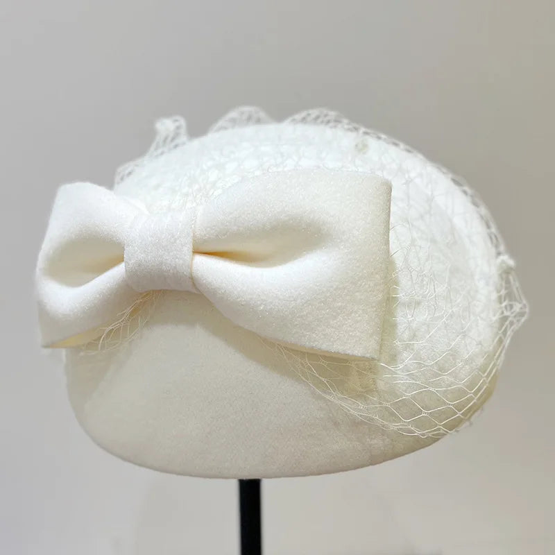 Sterling Elegant Socialite Woolen Mesh Beret™  With Sculpted Shell Crown