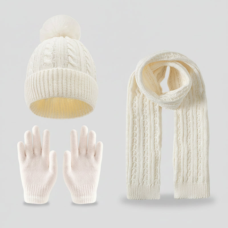 Sterling™ Kids Winter Knit Three Piece Set With Single Pom