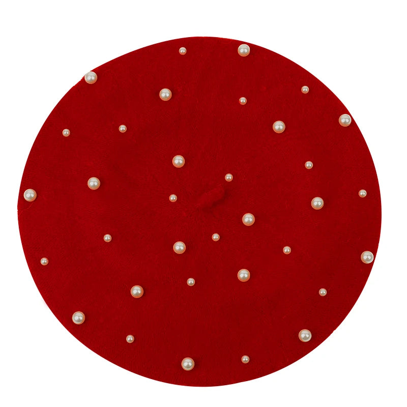Sterling Celestine Wool Beret™ with Pearl Bead Detail