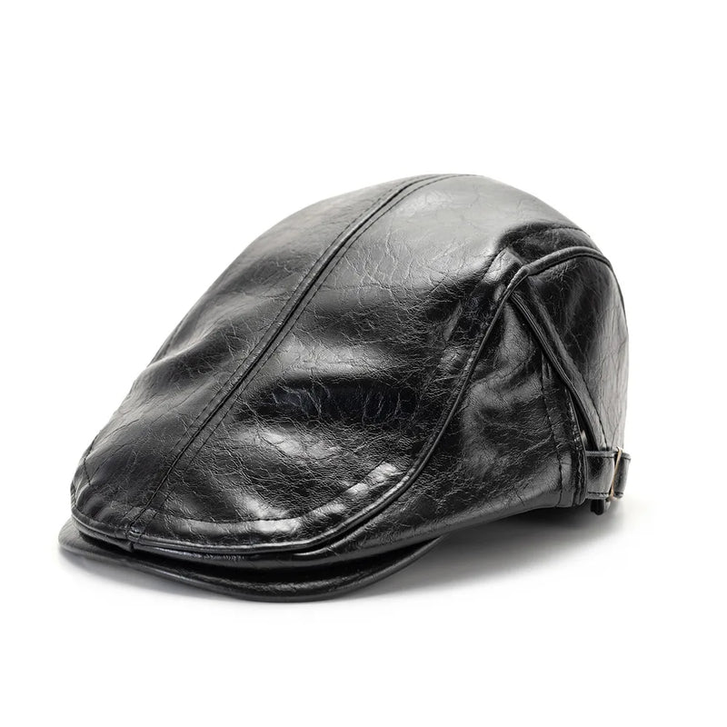 Sterling Forward Adjustable PU Leather Newsboy Cap™ Paneled Crown