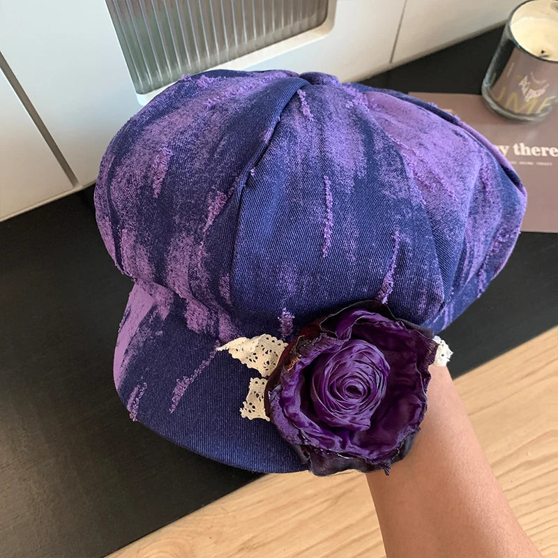 Sterling Japanese Tie Dye Rose Octagonal Beret™