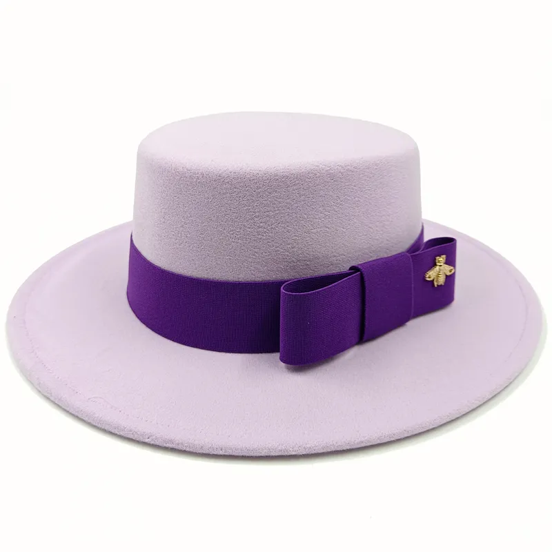 Sterling Fedora Hat Elegant Bow Charm™ Wide Brim Felt Bow
