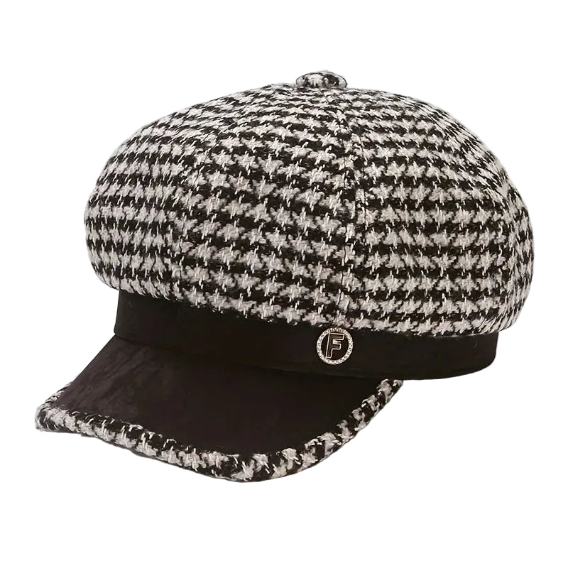 Sterling™ Custom Hat Houndstooth Octagonal Beret Short Visor
