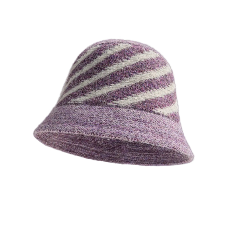 Sterling Striped Knit Bucket Hat™ Woolen Texture Contrast Bands