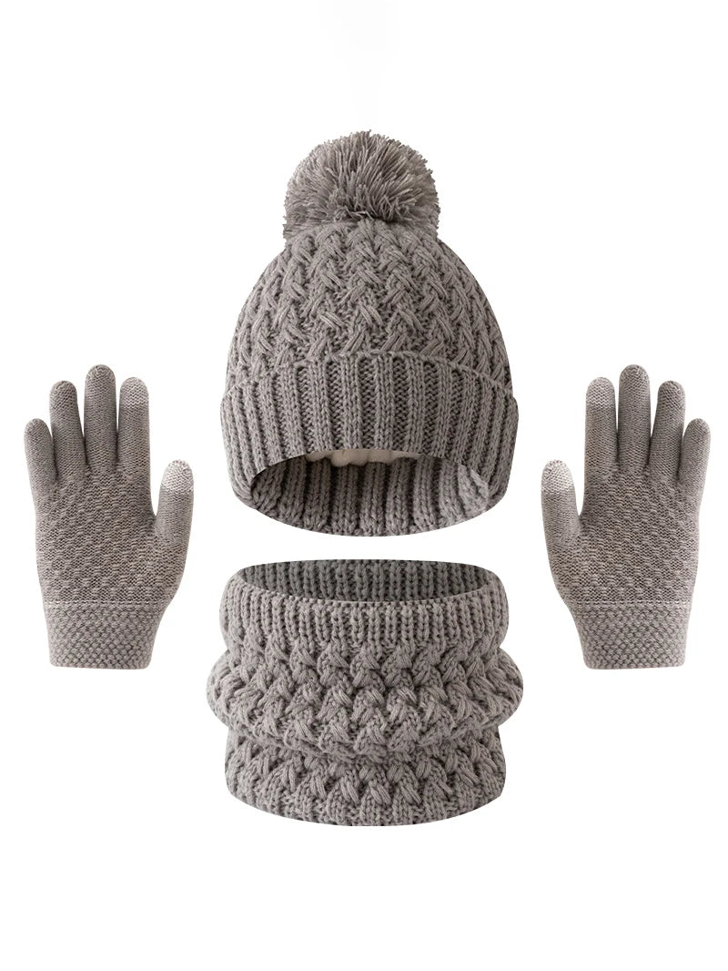 Sterling™  Deluxe Children's Knit Winter Hat Scarf And Gloves Color Block Set