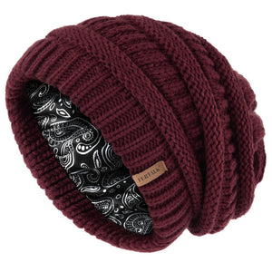 Sterling Satin Lined Cable Knit Beanie™ Chunky Slouchy Design