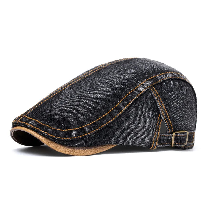 Sterling™ Washed Denim Newsboy Cap With Oversized Crown