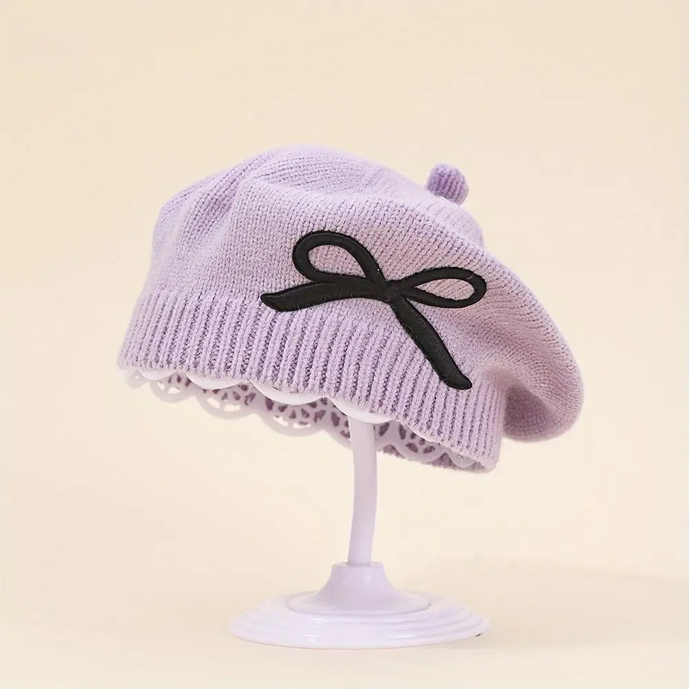 Sterling Liora Kids Knit Beret™ with Bow Detail
