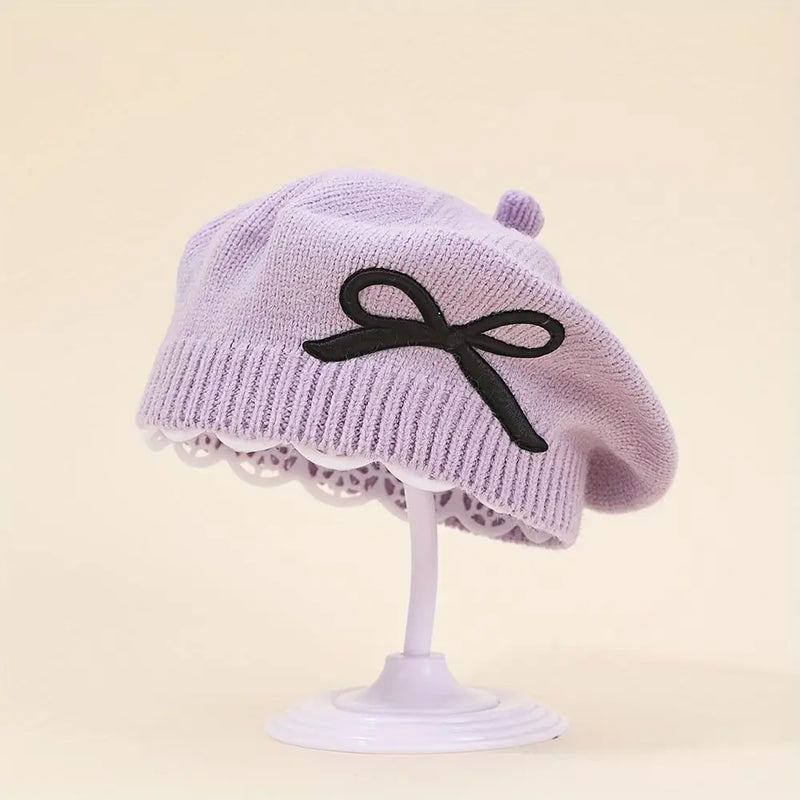 Sterling Liora Kids Knit Beret™ with Bow Detail