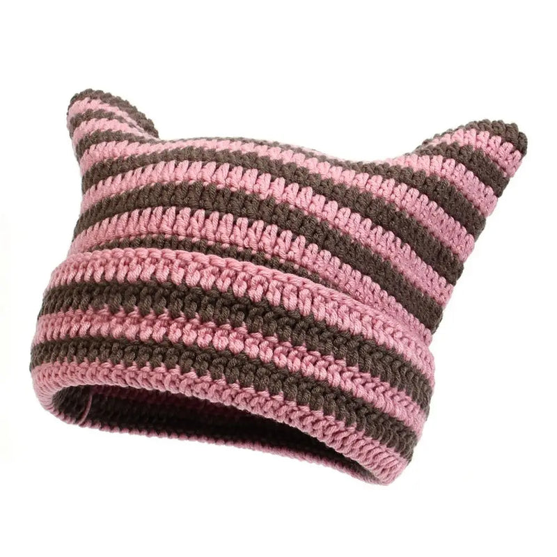 Sterling™ Cat Ear Knit Beanie with Striped Crown