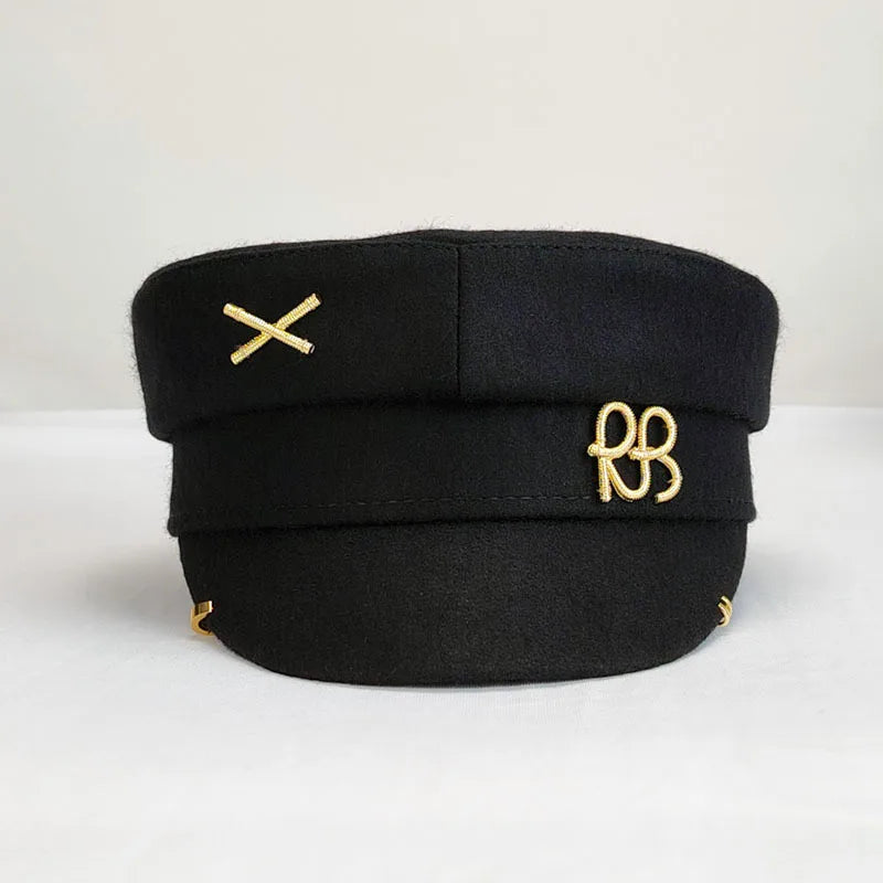 Sterling Newsboy Cap™ Wool Fabric Metal Letter Accent