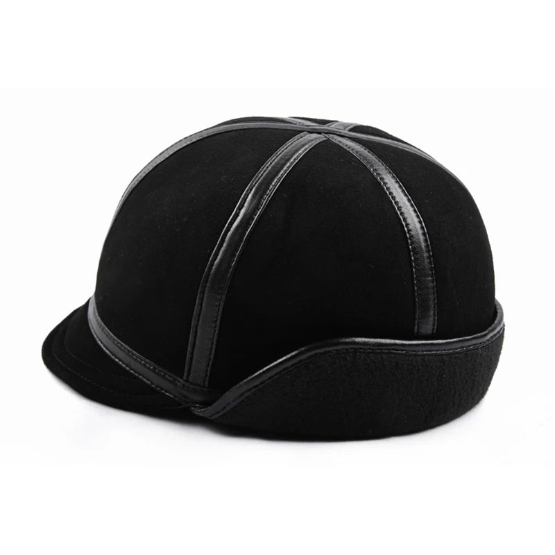 Sterling Winter Bomber Hat™ Warm Sheep Leather Cap With Faux Fur Ear Flaps