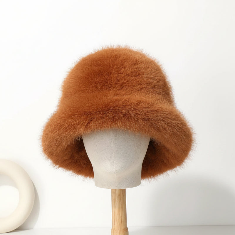 Sterling Solea Winter Bucket Hat™ Faux Mink Plush Bright Yellow