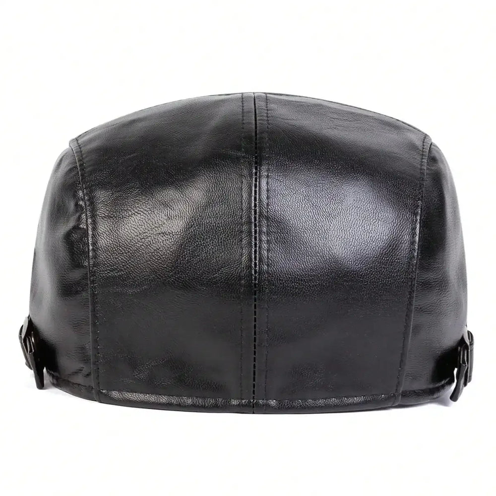 Sterling Solid PU Leather™ Newsboy Cap Adjustable Flat Visor