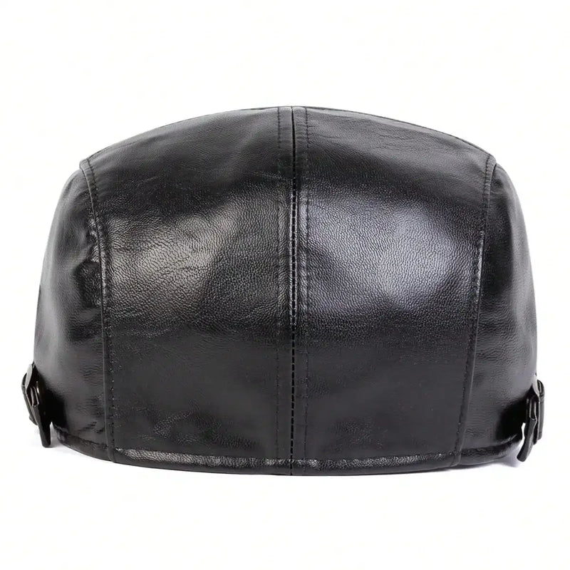 Sterling Solid PU Leather™ Newsboy Cap Adjustable Flat Visor