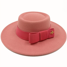 Sterling Fedora Hat Elegant Bow Charm™ Wide Brim Felt Bow