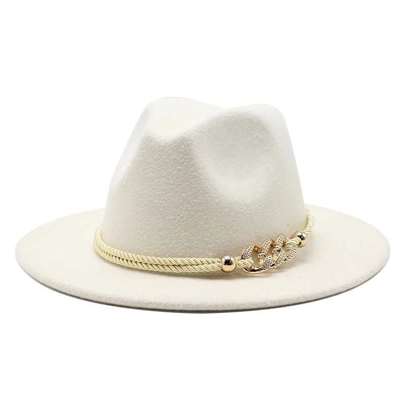 Sterling Fedora Hat Rope Band™ With Chain Accent
