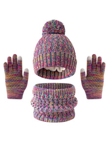 Sterling™  Deluxe Children's Knit Winter Hat Scarf And Gloves Color Block Set