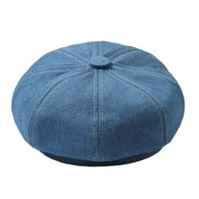 Sterling Newsboy Beret Denim Closed Back Octagonal Crown