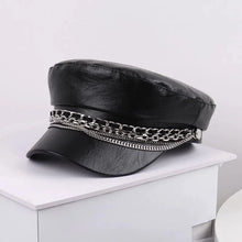 Sterling Leather Sailor Cap™ Chain Detail Structured Visor