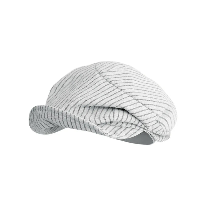 Sterling Sora Striped Cotton Linen Newsboy Cap™ With Octagonal Crown