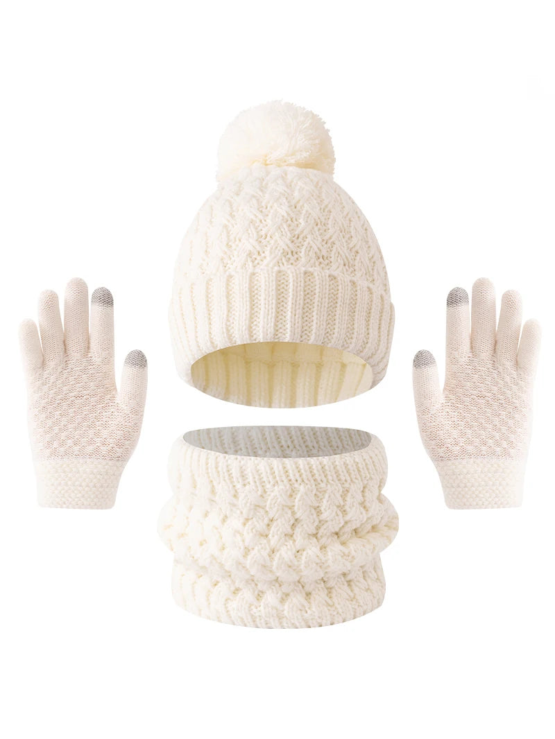 Sterling™  Deluxe Children's Knit Winter Hat Scarf And Gloves Color Block Set