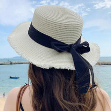 Sterling Riviera Bow™ Straw Sun Hat Frayed Edge Edition