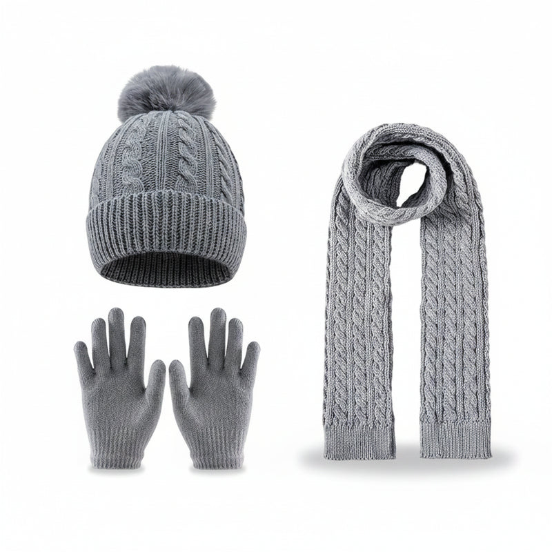 Sterling™ Kids Winter Knit Three Piece Set With Single Pom