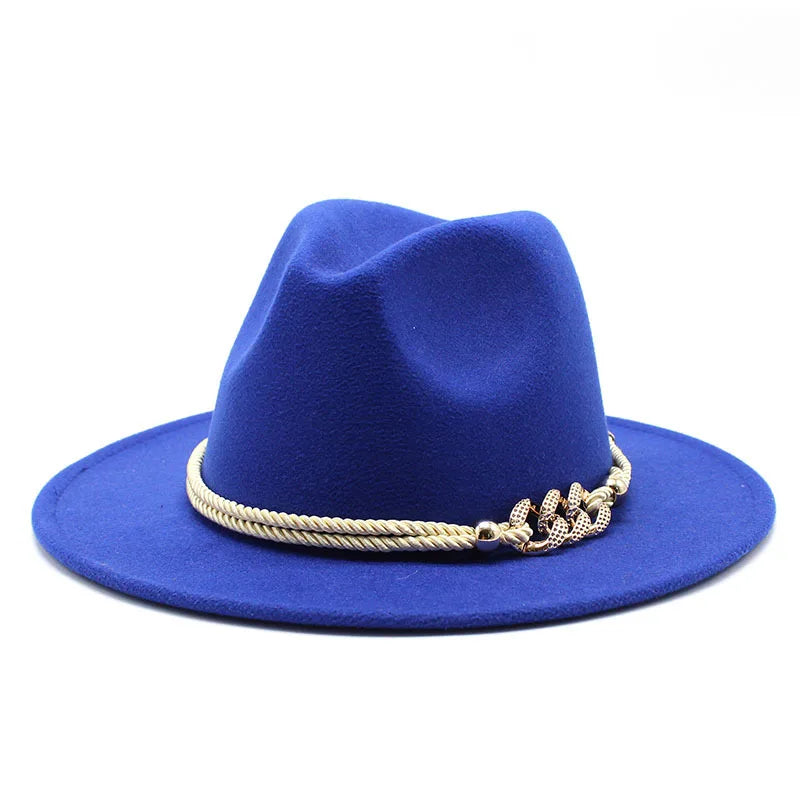 Sterling Fedora Hat Rope Band™ With Chain Accent