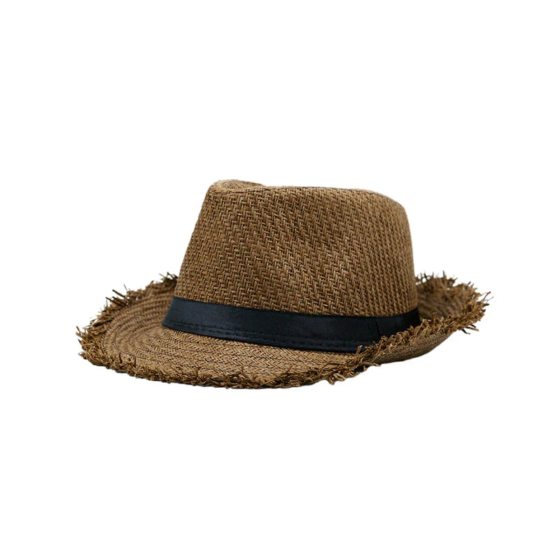 Sterling Trilby Straw Hat™ Frayed Brim Summer Style