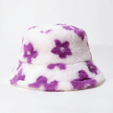 Sterling Flower Plush Faux Fur Bucket Hat™ With Floral Pattern