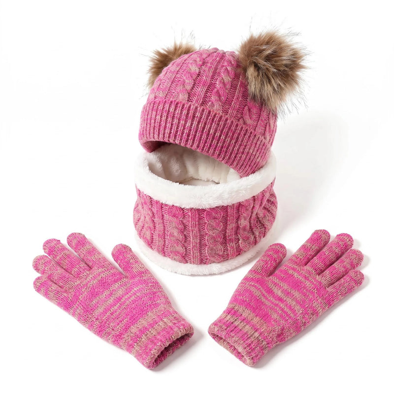 Sterling™ Nivali Kids Winter Knit Set With Twin Pom Hat