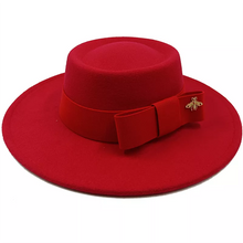 Sterling Fedora Hat Elegant Bow Charm™ Wide Brim Felt Bow