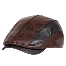 Sterling PU Leather Splicing Flat Cap™ PU Leather Front Brim