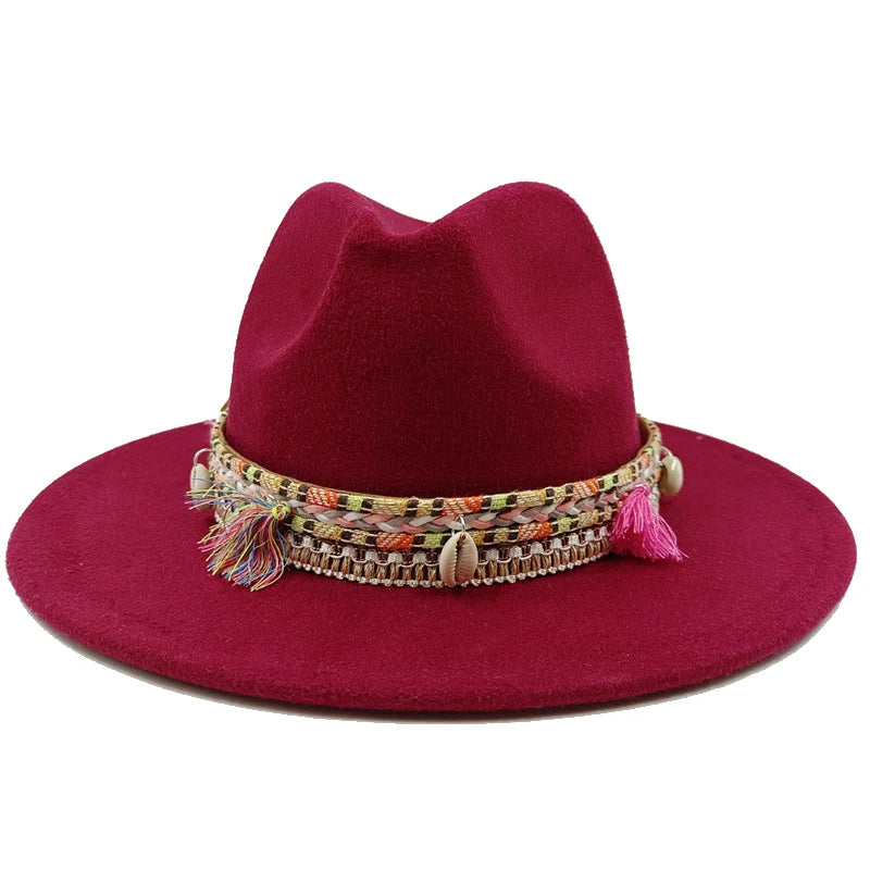 Sterling Fedora Hat™ Bohemian Shell & Tassel Band