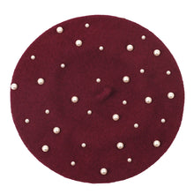 Sterling Celestine Wool Beret™ with Pearl Bead Detail