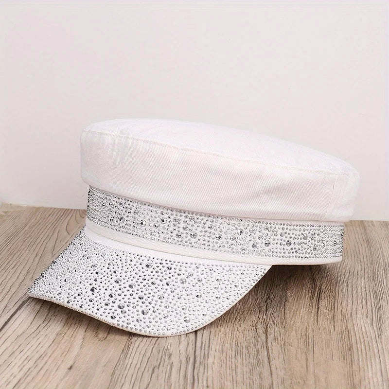 Sterling Flat Top Rhinestone Baseball Cap™ Mesh Back Arc Visor