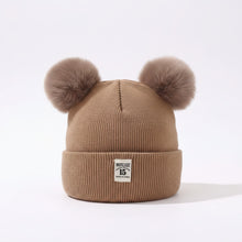 Sterling TeddyPuff Baby Knit Beanie™ Double Pom Bear Detail