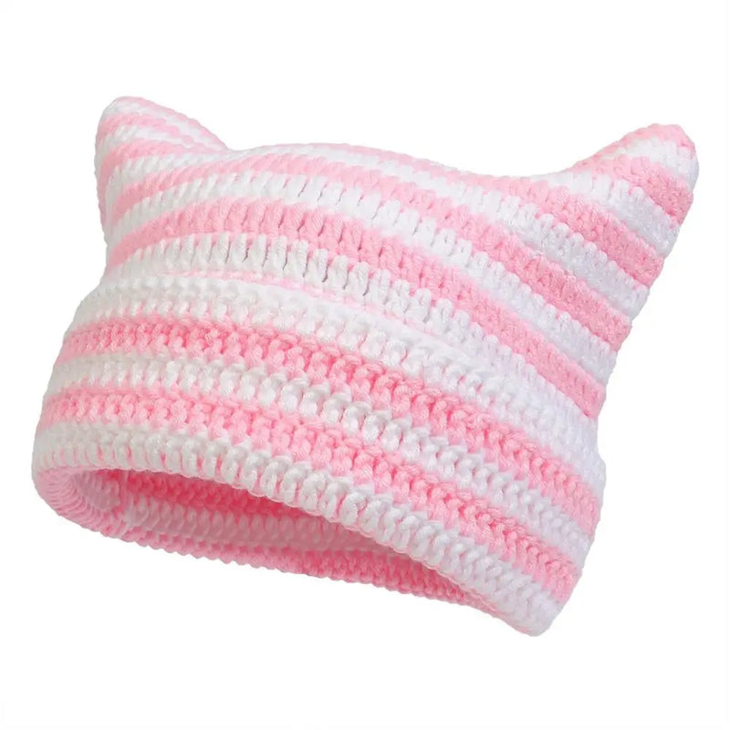 Sterling™ Cat Ear Knit Beanie with Striped Crown