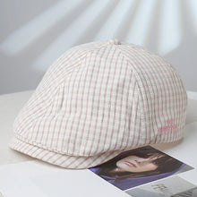 Sterling Plaid Letter Beret Short Brim™ Textured Fabric Embroidery