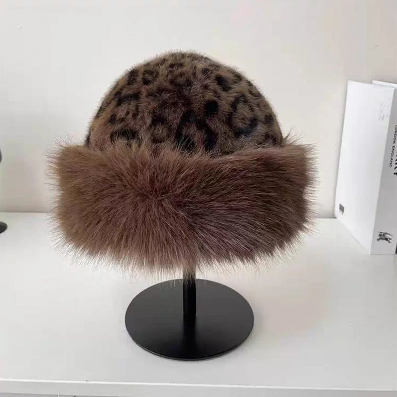 Sterling Plush Faux Fur Winter Hat With Wide Brim